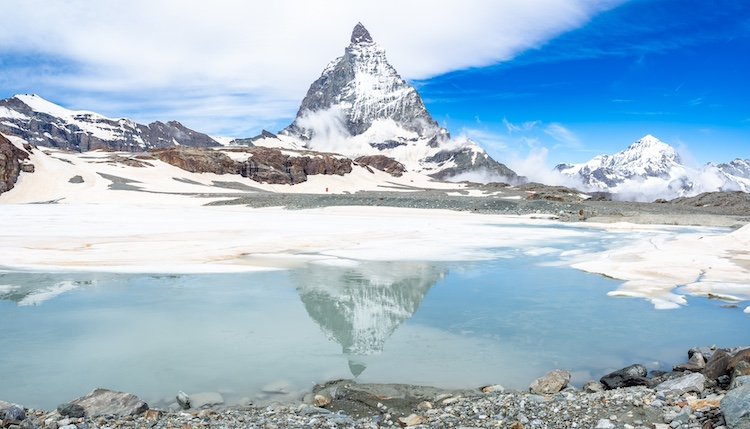 View of Matterhorn peak from Trokener Steg in Switzerland